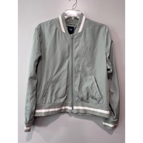 Gap Womens Bomber Jacket Size M Sage Green Zip-Up Front - Picture 1 of 10